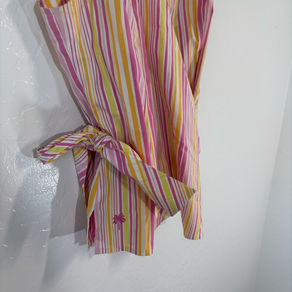Lilly Pulitzer Vintage White Label Wrap Shirt Golden Lion Maritime Stripe Sz 6 - Picture 3 of 7